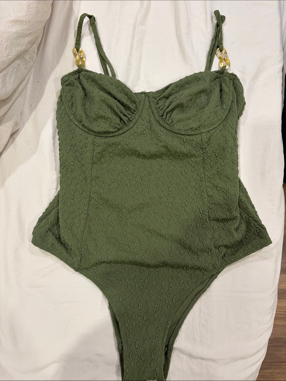 Primark Olive Green Textured Bustier Bodysuit